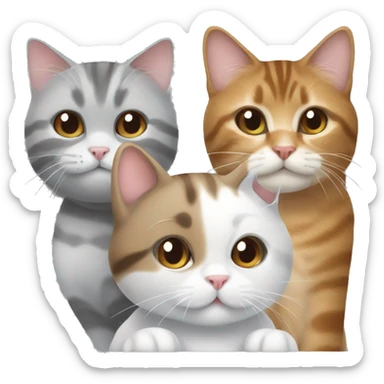 Two cats: fluffy grey and white cat and brown tabby cat sticker