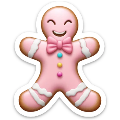 a pastel pink Christmas gingerbread man  sticker