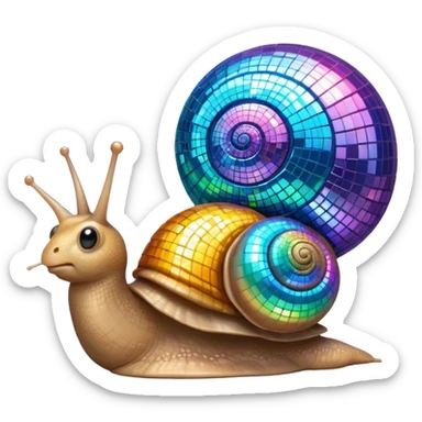 Snail with a disco ball shell sticker