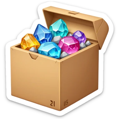 cardboard box full of valuable minerals sticker