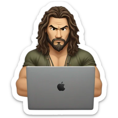 Jason Momoa at a laptop sticker