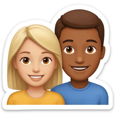 I want a two happy persons sticker