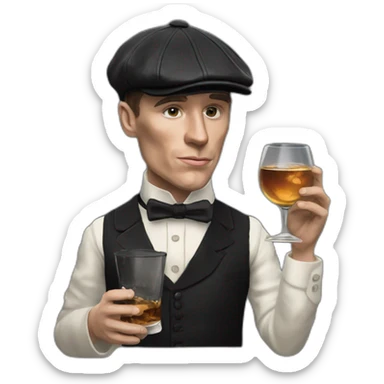 Tommy shelby peaky blinders drinking whisky realistic sticker