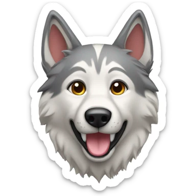 Chien loup avec un jouet sticker