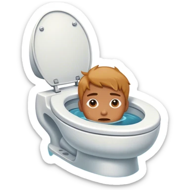 A toilet with a head in it sticker