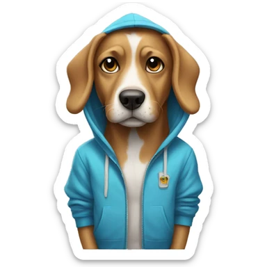 Dog wearing a hoodie sticker