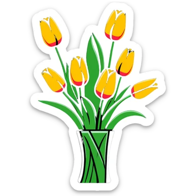 beautiful bouquet of colorful tulips sticker