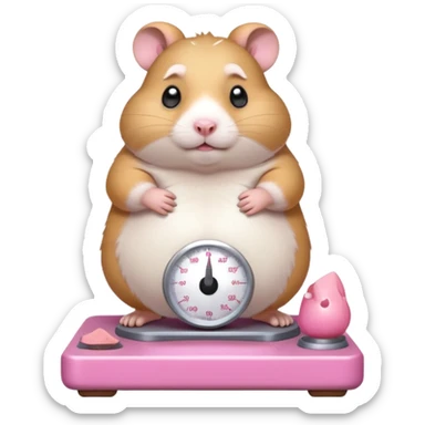 fat hamster big belly stepping on a broken scale looking guilty sticker
