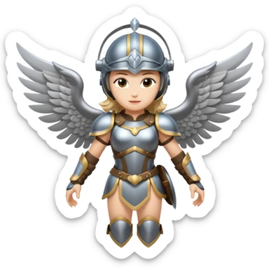 valkyrie, flying with wings, armor and helmet sticker