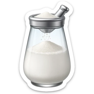 a full salt shaker with salt on it sticker