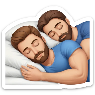 caucasian light brown hair muscular man with beard sleeping with a Caucasian brunette lady sticker