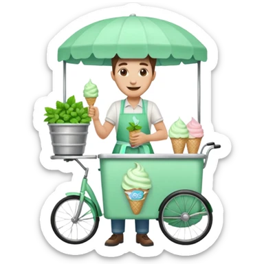 Vendor + mint cart,Ice Cream Vendor. sticker