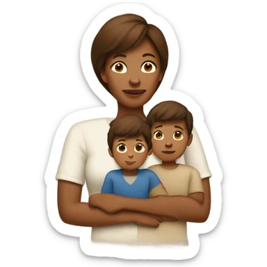 Brown Mom and son sticker