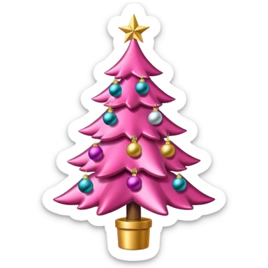 Pink Christmas tree sticker