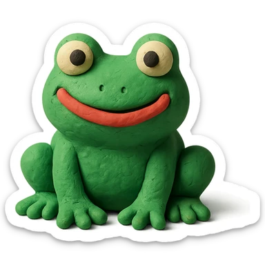 happy frog in claymation style sticker
