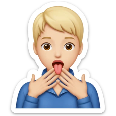 Tounge out with 2 hands around neck  sticker