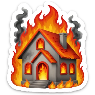una casa quemandose sticker