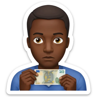 create a blackman holding 20 euro bill and looking like a villian sticker