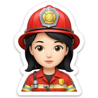 girl fireman with black hair sticker