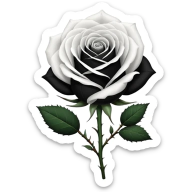 Black and white rose combine with stem sticker