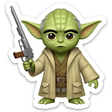 Yoda with a gun sticker