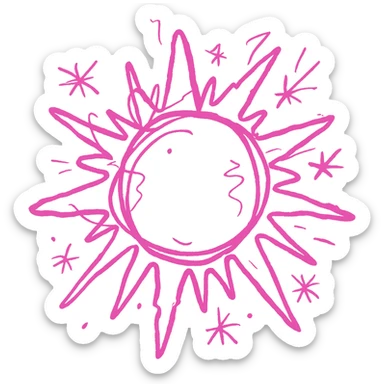 simple pink sun icon sticker