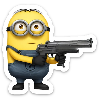 Minion with a gun sticker