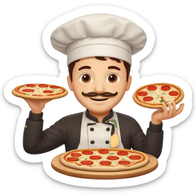 smiling Italian chef spinning pizza dough sticker