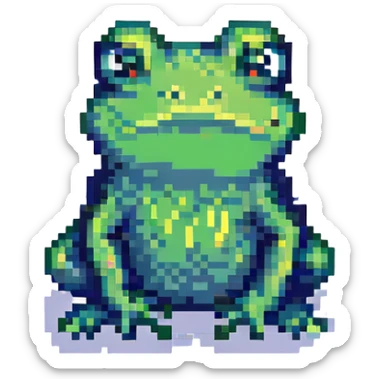 a sad frog pixel art with a single tear sticker