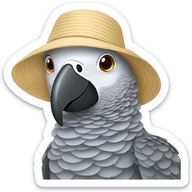 African grey with beach hat sticker