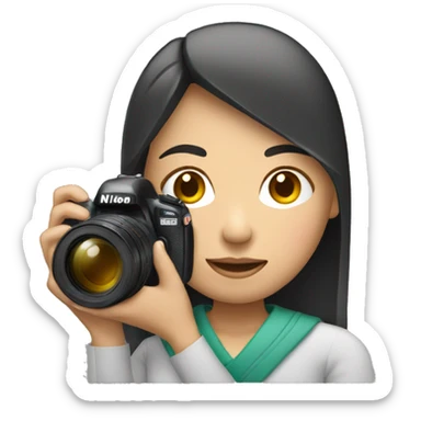 asian woman holding a nikon camera sticker