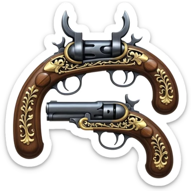flintlock pistols forming an x sticker