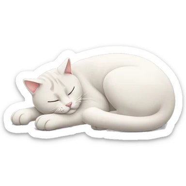 A sleeping cat with its tail bent to the left over his head sticker