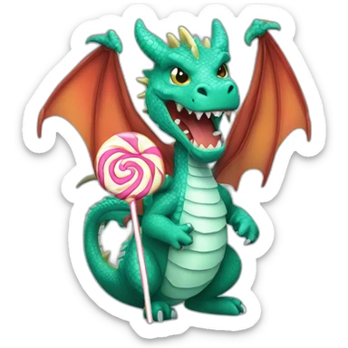 a dragon eating lollipop sticker