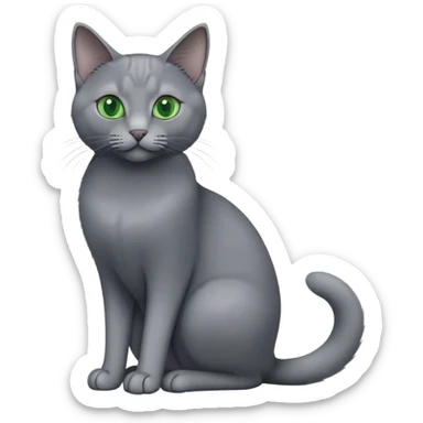 Russian blue cat sitting up with green eyes sticker