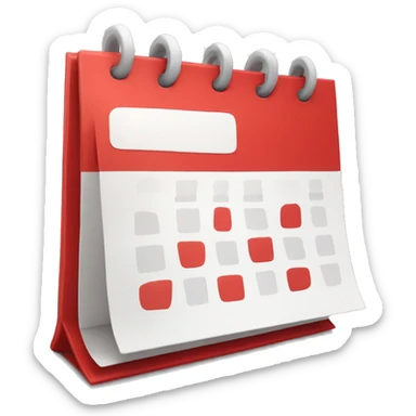 Toon 3D red and white calendar icon sticker