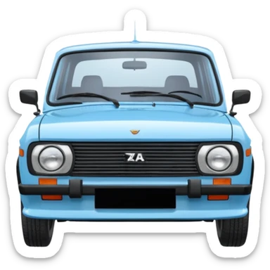 LADA car. Russian car. Model VAZ 2107. Realistic proportions. Front view. sticker