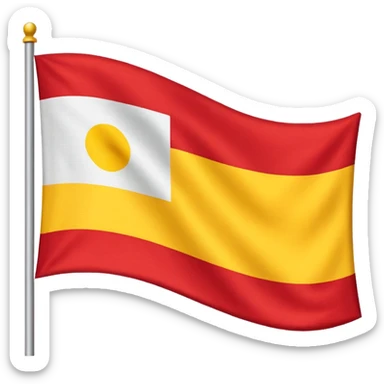 a three coloured flag with red, white & yellow colour.horizontally arranged and White in the middle sticker
