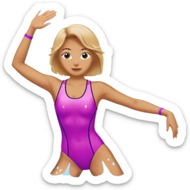 Lady doing aerobics in water with water splash sticker