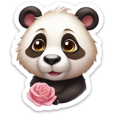 Un panda roux et rose qui fait un bisou  sticker