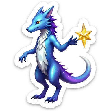 Epic Edgy Colorful ethereal eldritch Sergal-shiny sparkle starry Serval-Fionbri full body sticker
