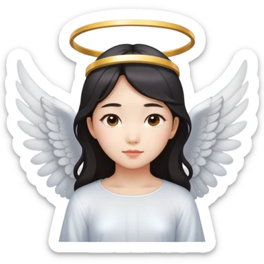 Asian girl with angel wings and halo sticker
