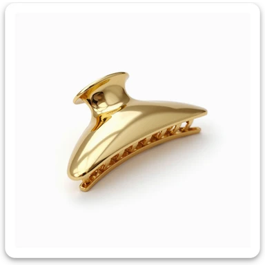 realistic hairclip made of gold metal, photorealistic, isolated, no hair, neutral background sticker