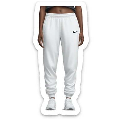 nike joggers white, folded on floor sticker