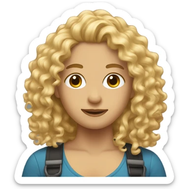 TECHER WITH LONG SOT OF CURLY BLONDEHAIR sticker