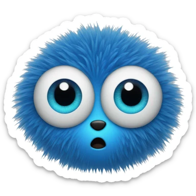 blue fuzzy character with spiral eyes sticker