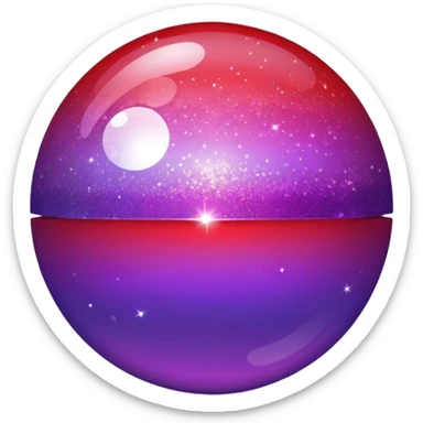 color gradient between red and purple glitter ball sticker