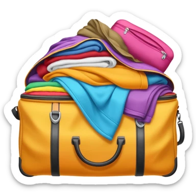 travelbag overflowing with clothes sticker