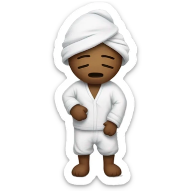 Sleepy with pijama tucked in beed sticker