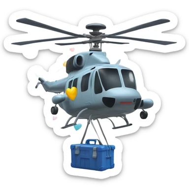 Helicopter dropping hearts sticker